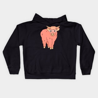 Cute highland cow is ready for Valentines party Kids Hoodie